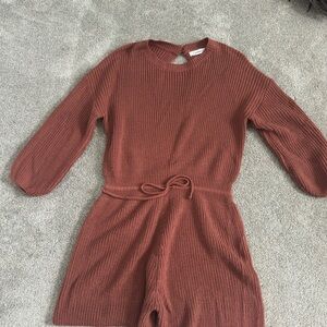 Maroon Knit Sweater Romper